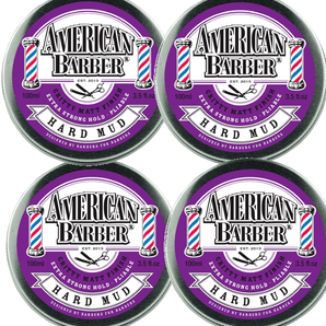 American Barber Hard Mud Wax 100ml Quad Pack ( 4 x 100ml ) American Barber - On Line Hair Depot