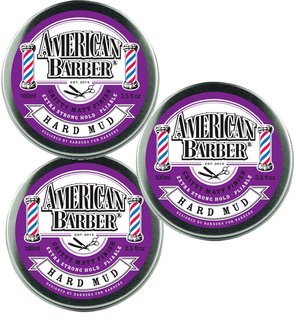 American Barber Hard Mud Wax 100ml Trio Pack - On Line Hair Depot
