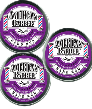 American Barber Hard Mud Wax 100ml Trio Pack ( 3 x 100ml ) American Barber - On Line Hair Depot