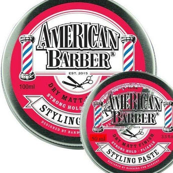 American Barber Styling Paste 50ml 100ml Duo Strong Hold with a Dry Matte Finish - On Line Hair Depot