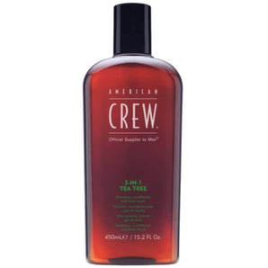 American Crew 3 in 1 Tea Tree Shampoo, Conditioner and Body Wash 450ml American Crew - On Line Hair Depot