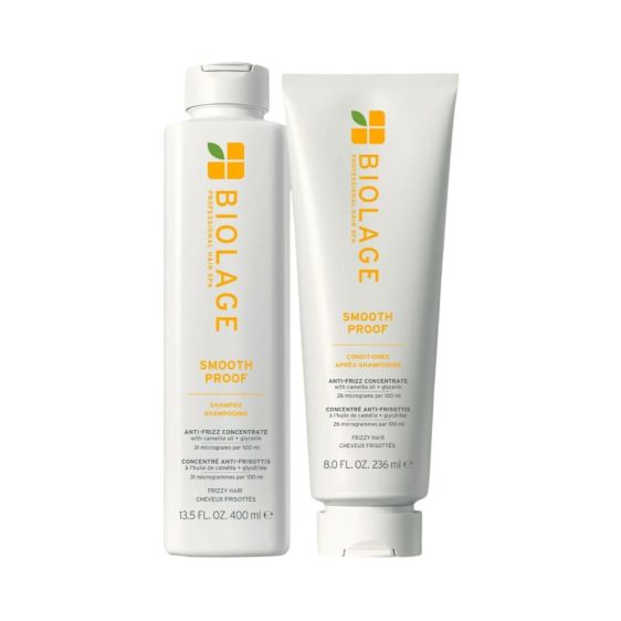Biolage Smooth Proof Shampoo 400 ml and Conditioner 236ml DUO

Like nature's water-resistant camellia, Smooth Proof provides humidity control and anti-frizz smoothness even in 97% humidity.&nbsp;

For Frizzy hair.