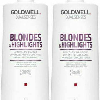 Goldwell Blondes & Highlights Anti Yellow Brassiness Shampoo & Conditioner  1lt Duo - On Line Hair Depot