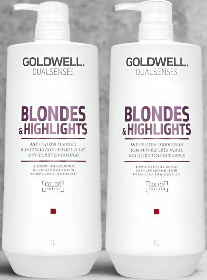 Goldwell Blondes & Highlights Anti Yellow Brassiness Shampoo & Conditioner  1lt Duo - On Line Hair Depot