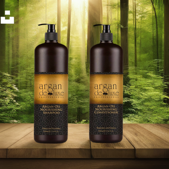 Argan De luxe Moroccan Professional Nourishing Shampoo, Conditioner 1lt each Argan Deluxe Professional - On Line Hair Depot