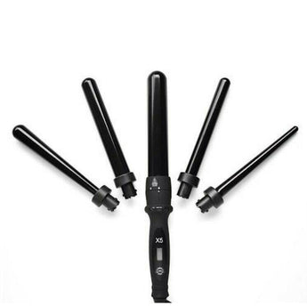 H2D Black Professional Curling Wand with 5 Different Barrel Sizes Included - On Line Hair Depot