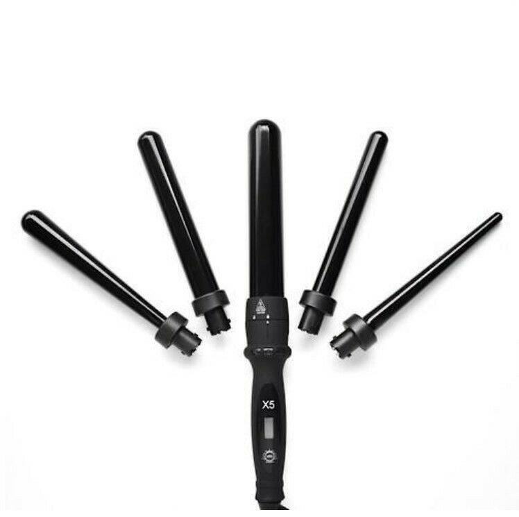 H2D X5 Curling Wand Black with 5 Different Barrel Sizes Included - On Line Hair Depot