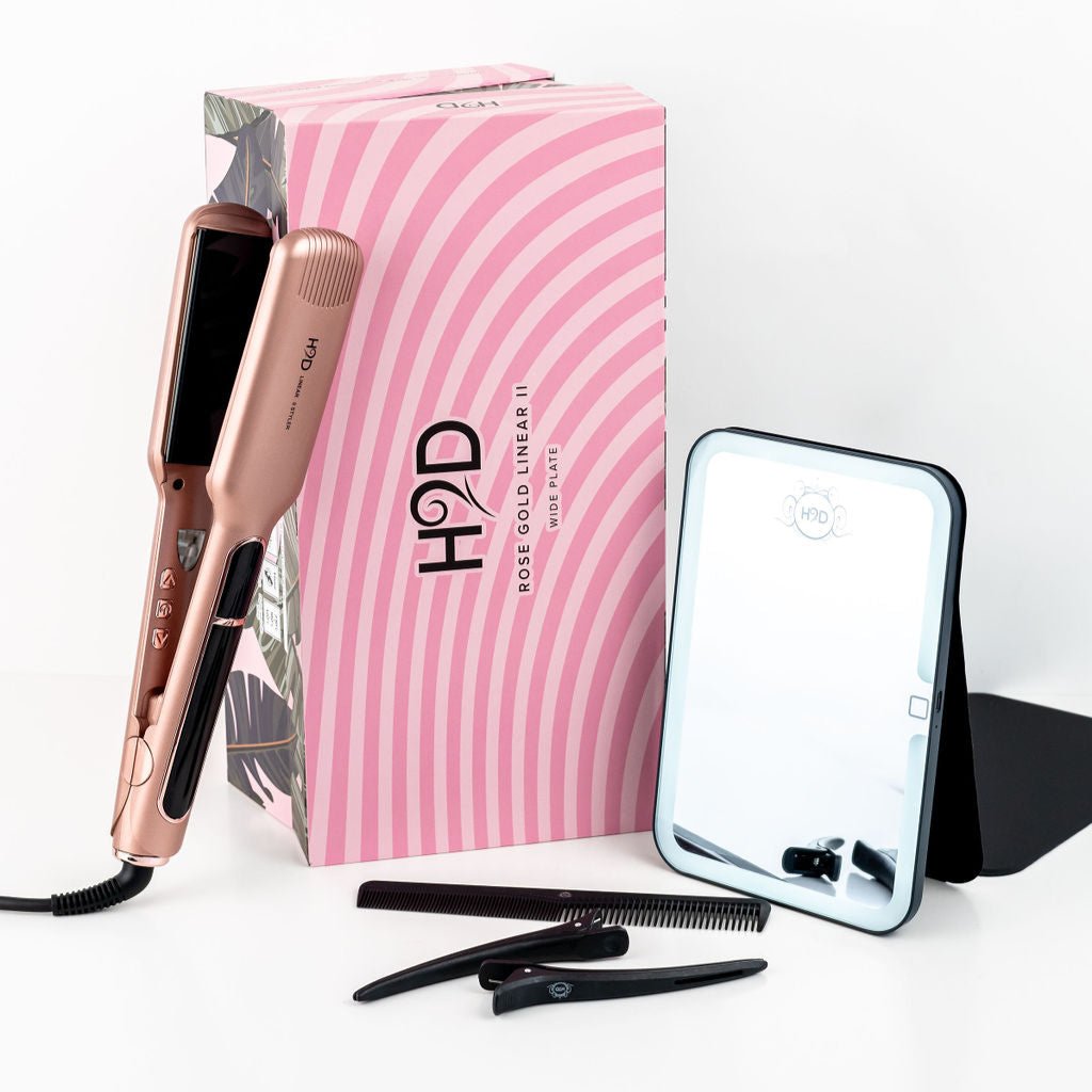 H2D Wide Plate Hair Straightener Linear II 2025 Model Rose Gold - On Line Hair Depot