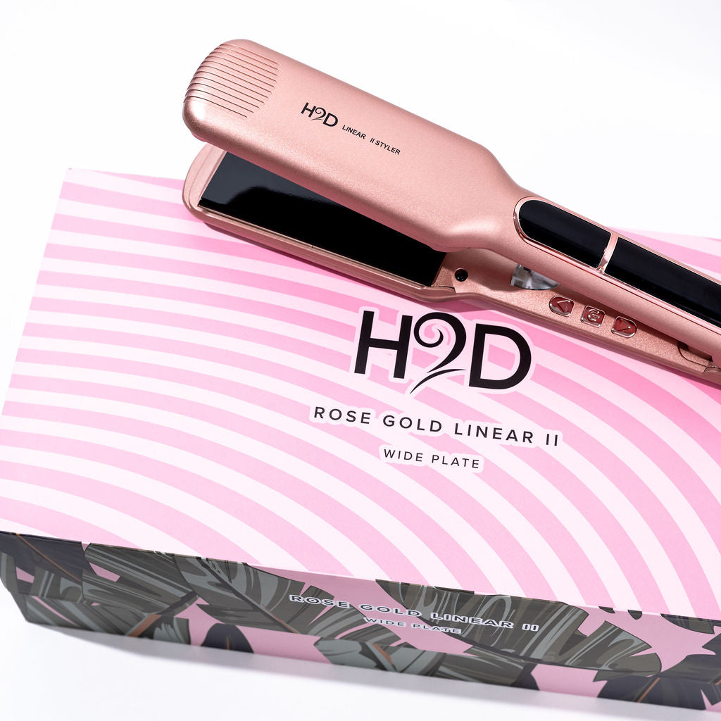 H2D Wide Plate Hair Straightener Linear II 2025 Model Rose Gold - On Line Hair Depot