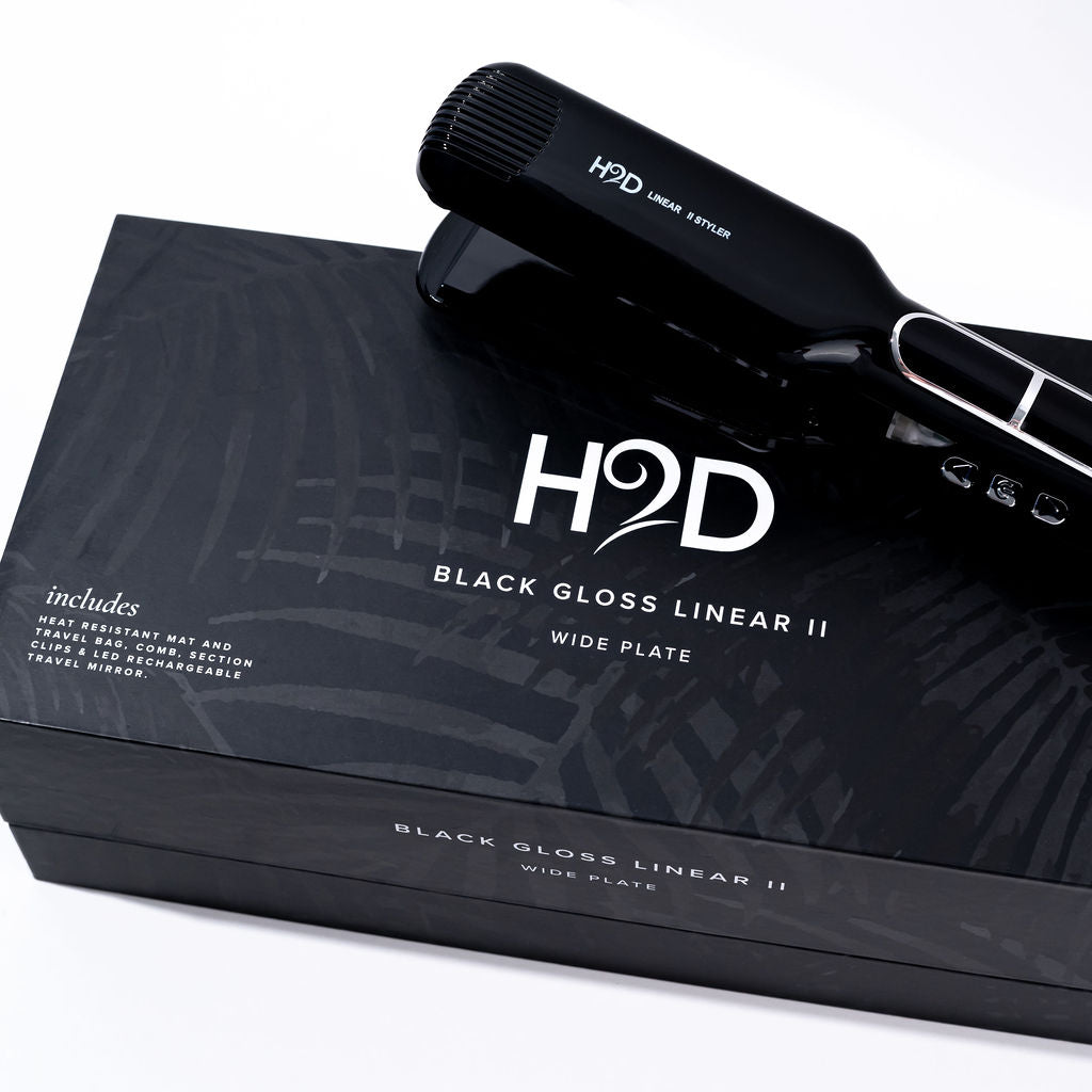 H2D Wide Plate Straightener Black Linear II 2025 Model - On Line Hair Depot