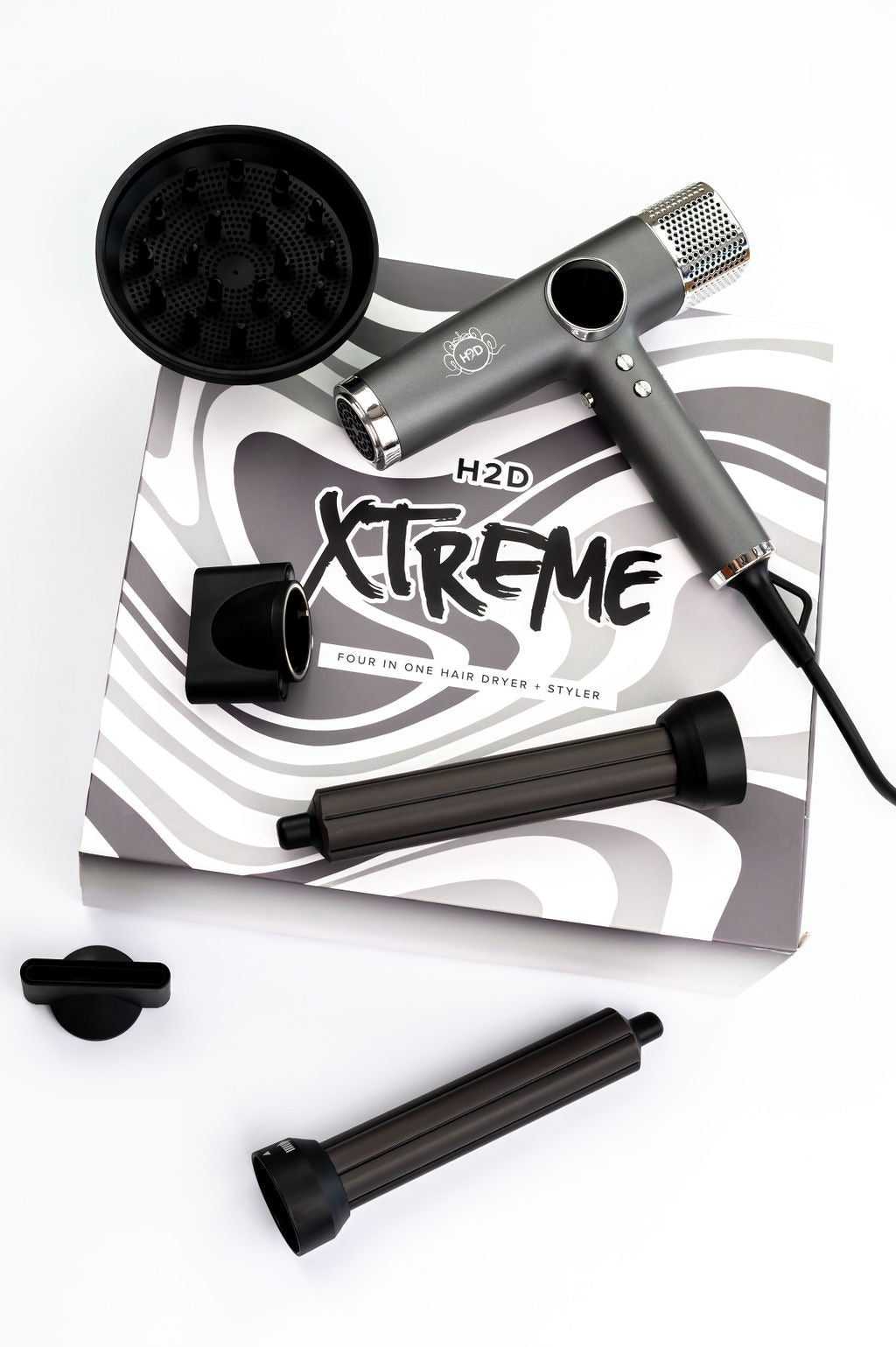 H2D Xtreme Hairdryer Four In One Hair Dryer & Styler in Space Grey - On Line Hair Depot