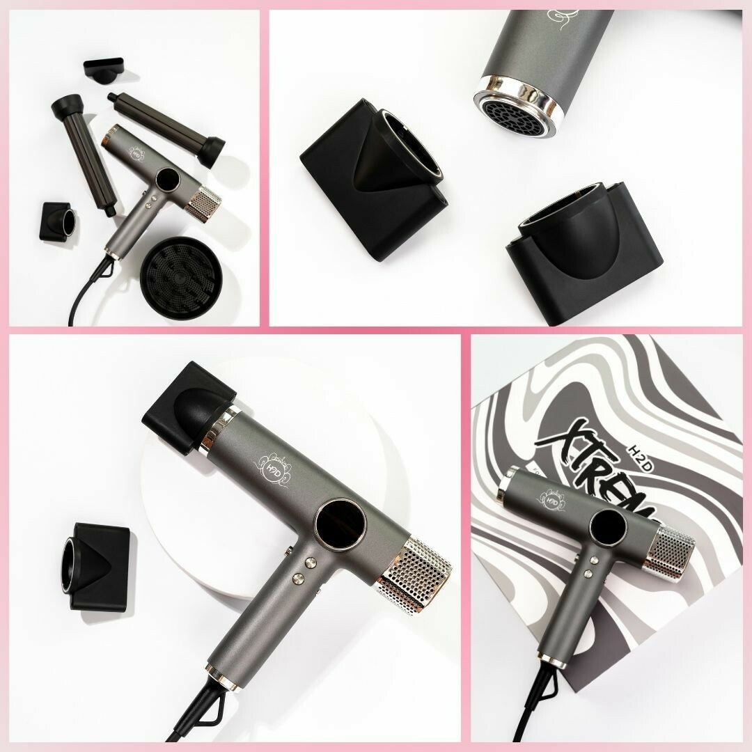 H2D Xtreme Hairdryer Four In One Hair Dryer & Styler in Space Grey - On Line Hair Depot