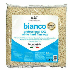 Hi Lift bianco Professional XXX White Hard Film Wax 1kg Bag - Made in Italy Hi Lift Professional - On Line Hair Depot