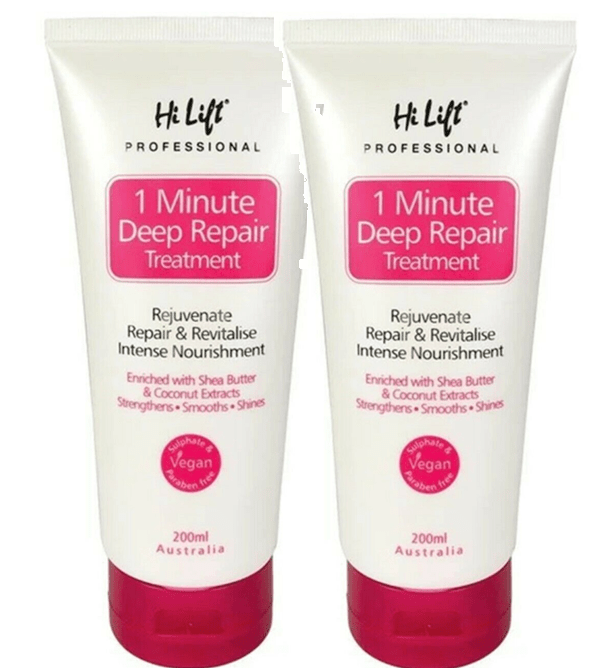 Hi Lift Professional 1 Minute Deep Repair Treatment Vegan Sulphate & Paraben Free 200ml x 2 - On Line Hair Depot