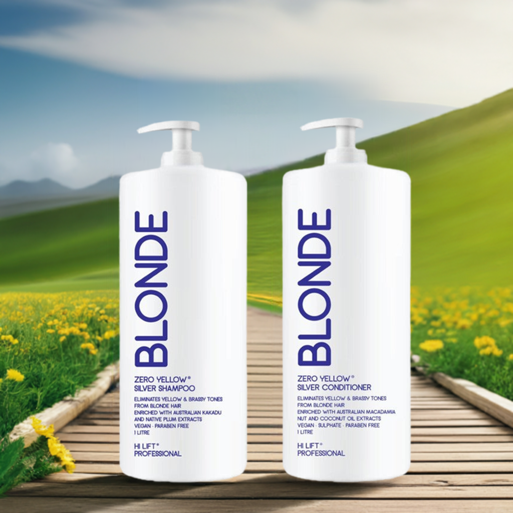 Hi Lift Professional Zero Yellow True Blonde Zero Yellow Pure Silver 1lt Duo Pack - On Line Hair Depot