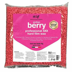 Hi Lift Sicilian Berry Professional XXX Hard Film Wax 1kg Bag - Made in Italy Hi Lift Professional - On Line Hair Depot