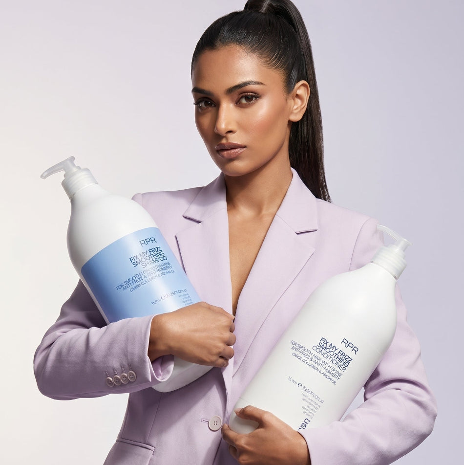 Say goodbye to frizzy, unruly hair forever! The RPR Fix My Frizz Duo combines both the shampoo and conditioner in salon-sized 1L bottles with pumps, giving you everything you need to transform coarse, frizzy hair into silky-smooth, glossy locks. Save money while achieving professional, humidity-resistant results at home.