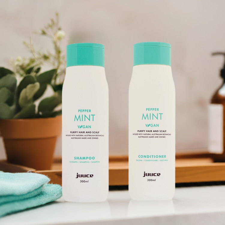 Juuce Pepper Mint Shampoo & Conditioner Purify Hair and Scalp Duo                   . - On Line Hair Depot