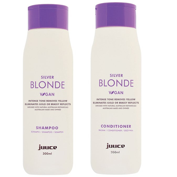 Juuce Silver Blonde Shampoo and Conditioner Duo Intense Toning Removes Yellow - On Line Hair Depot