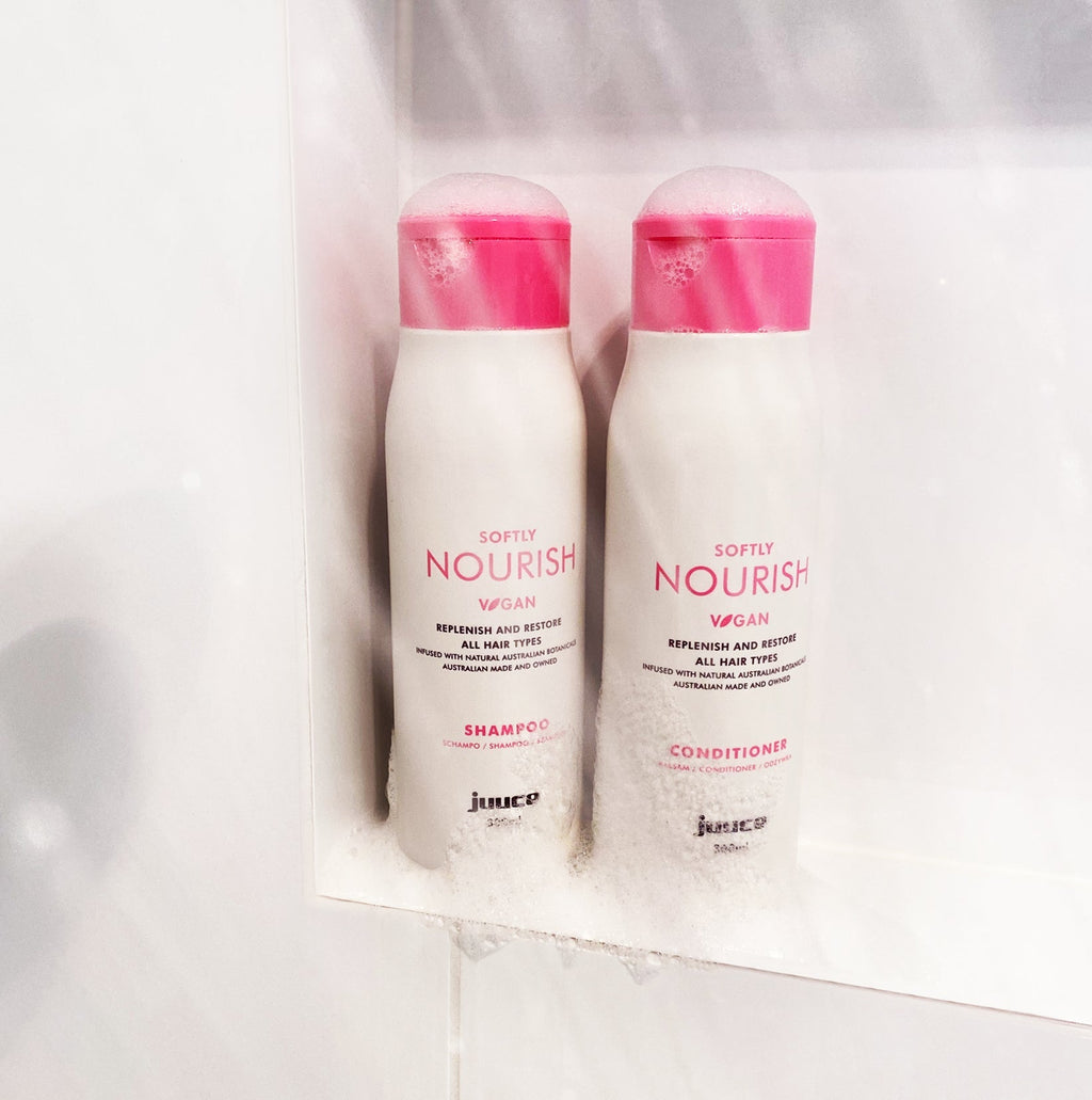 Juuce Softly Nourish Shampoo and Conditioner Duo Replenish and Restore all Hair Types                  . - On Line Hair Depot
