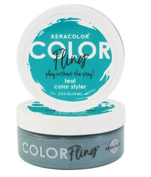 Keracolor Fling Teal Styler Light Hold Temporary Colour for all Hair 2 x 74ml Keracolor - On Line Hair Depot