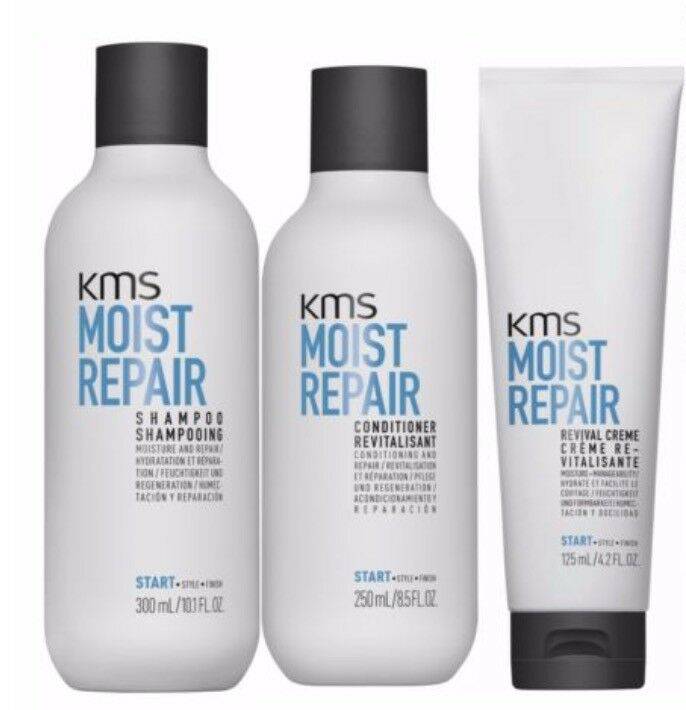 KMS Moist repair Shampoo, Conditoner and Revival Creme Trio - On Line Hair Depot
