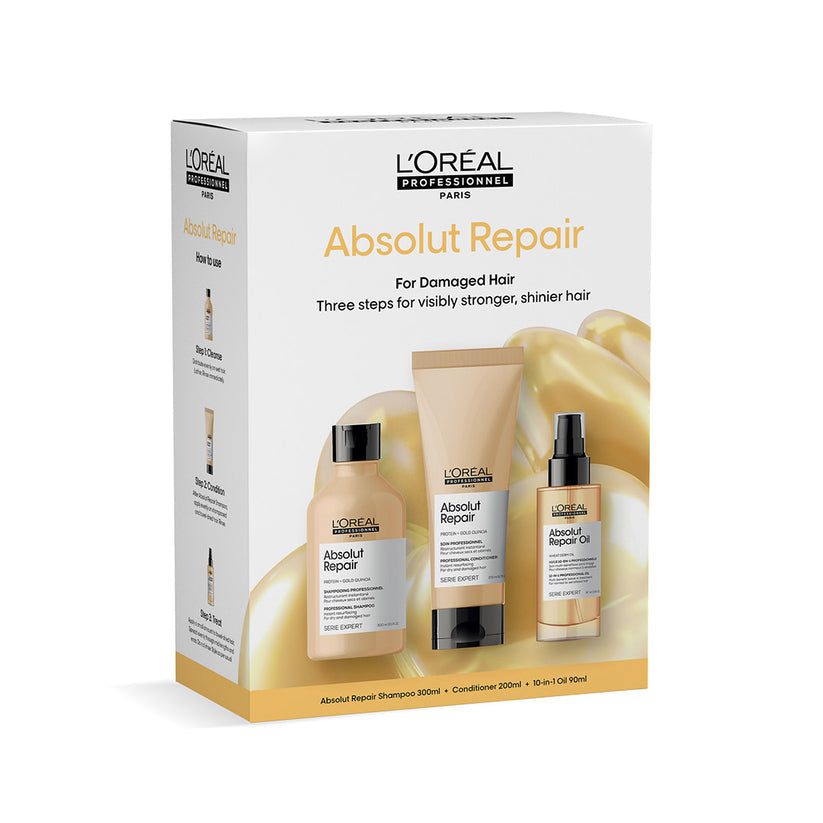Loreal Absolut Repair Shampoo, Conditioner and Oil Trio - On Line Hair Depot