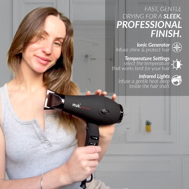 muk Blow 3900IR Dryer Matte Black Hair Dryer - On Line Hair Depot