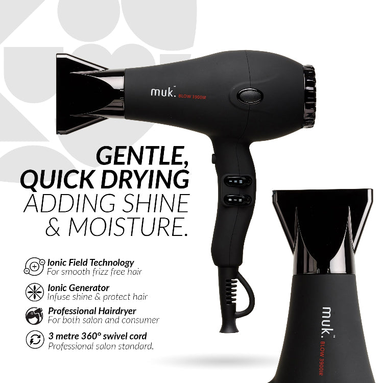 muk Blow 3900IR Dryer Matte Black Hair Dryer - On Line Hair Depot