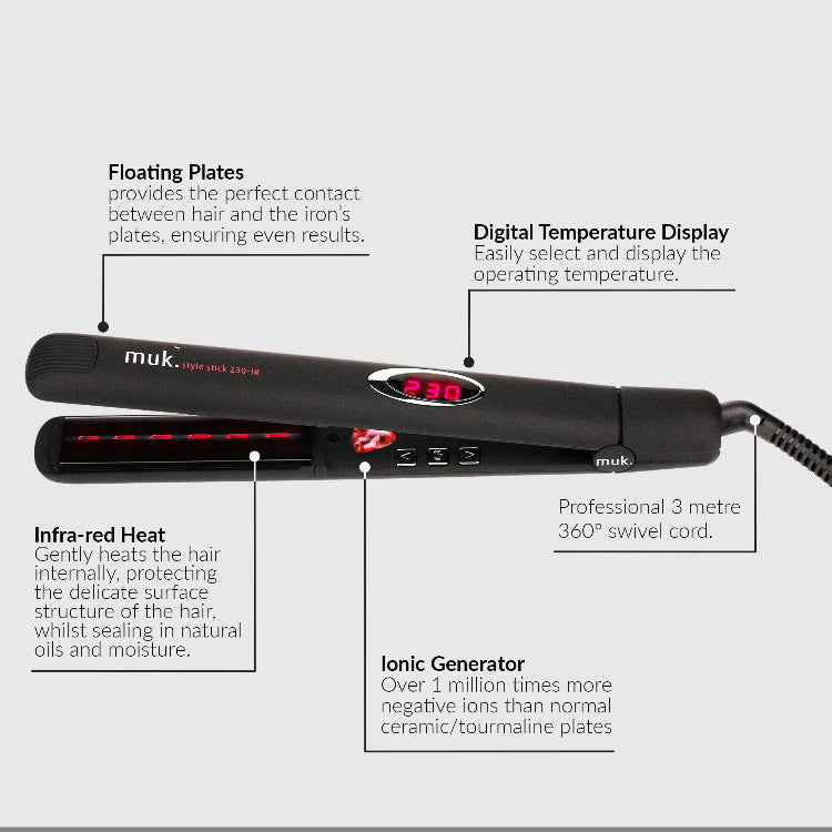 muk Style Stick 230IR Hair Straightener - On Line Hair Depot
