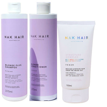 Nak Blonde Plus Shampoo Conditioner and Structure Complex Trio Nak - On Line Hair Depot