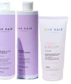 Nak Blonde Plus Shampoo Conditioner and Structure Complex Trio Nak - On Line Hair Depot