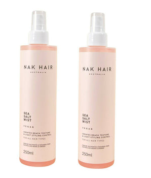 Nak Sea Salt mist Creates Beach Texture and Light Styling Control  250ml x 2 Nak - On Line Hair Depot