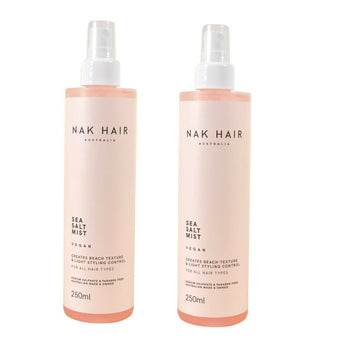 Nak Sea Salt mist Creates Beach Texture and Light Styling Control  250ml x 2 Nak - On Line Hair Depot