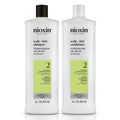 Nioxin System 2 Shampoo and Conditioner Duo 1000ml of Each for Natural Hair with Progressed Thinning - On Line Hair Depot