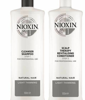 Nioxin Professional System 1 Cleanser Shampoo & Revitalising Conditioner Litre Duo Natural Light Thinning Nioxin Professional - On Line Hair Depot