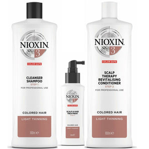 Nioxin System 3 Cleanser Shampoo, Revitalizing Conditioner & Scalp Treat Trio - On Line Hair Depot