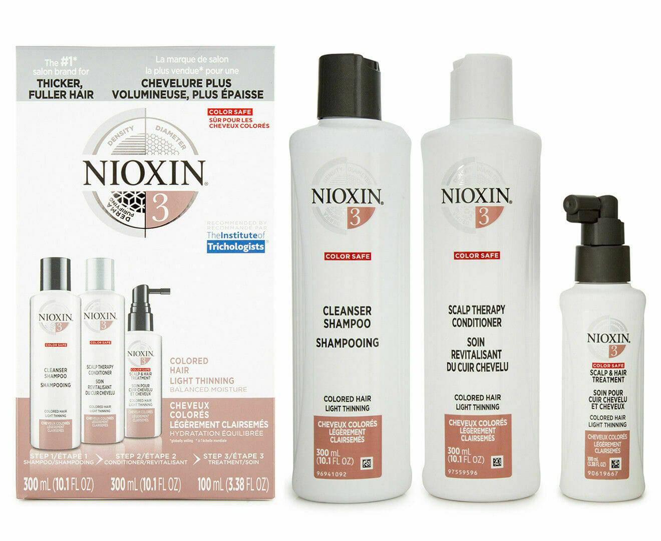 Nioxin Professional System 3 Full Size Kit Fine Coloured Hair 2 x 300 ml bottles & 100ml Treatment Nioxin Professional - On Line Hair Depot