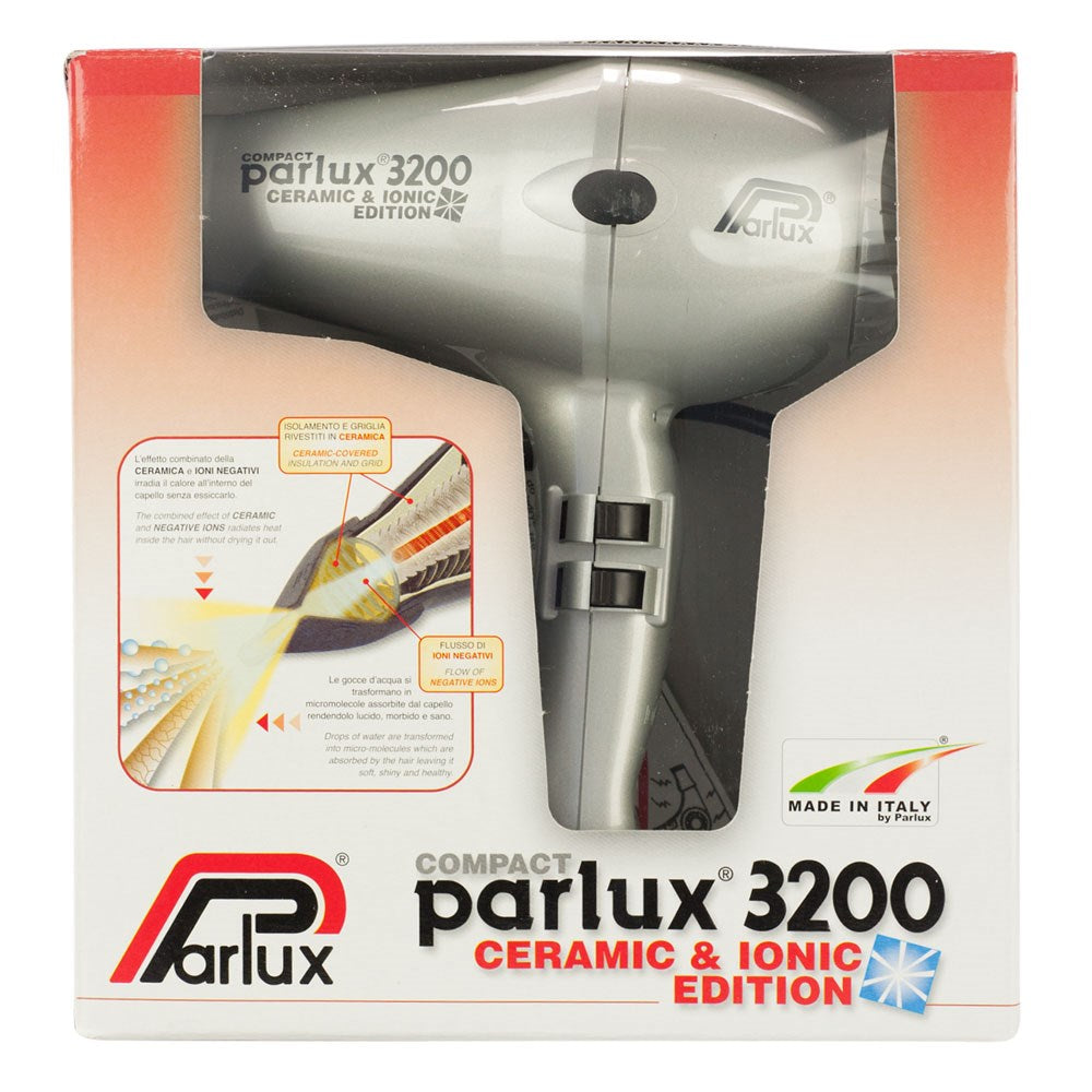 Parlux 3200 Ionic Ceramic Compact Hair Dryer Silver 1900W