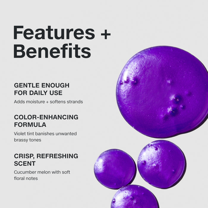 Maintain bright, vibrant hair with Paul Mitchell Platinum Blonde Violet Shampoo, the professional purple shampoo that neutralises unwanted brassy tones in light to medium blonde, silver, grey, or white hair. Infused with a violet tint, this gentle shampoo eliminates brassiness while hydrating and softening strands for smooth, luminous hair.