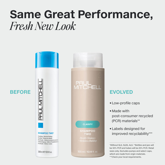Paul Mitchell Shampoo Two

Deeply Cleanses and Removes Buildup

Refresh and revitalise your hair with Paul Mitchell® Shampoo Two, a professional clarifying shampoo designed to remove dulling buildup and deeply cleanse strands. Perfect for oily hair or anyone needing a thorough refresh, this colour-safe formula leaves hair shiny, full of body, and squeaky clean. Infused with a sharp, energising lemon scent, it awakens the senses while preparing hair for treatments or styling.