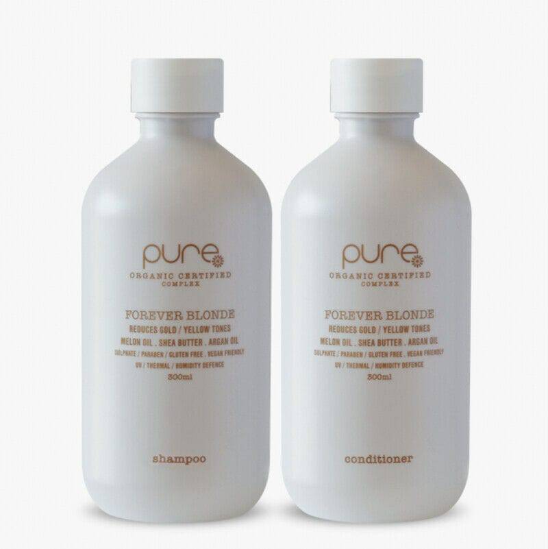 Pure Forever Blonde Shampoo and Conditioner 300ml Duo Reduces Gold/Yellow Tones - On Line Hair Depot