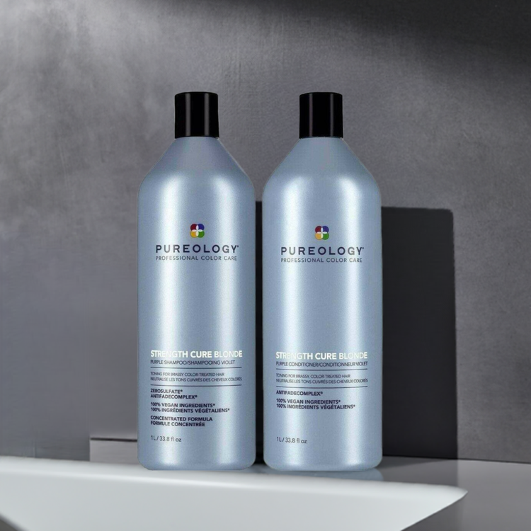Pureology Strength Cure Blonde 1lt Duo purple tones Blonde & strengthens - On Line Hair Depot