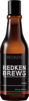 Redken BREWS 3 - In - 1  Shampoo Condition Body Wash Multi Purpose 1 x 300ml - On Line Hair Depot