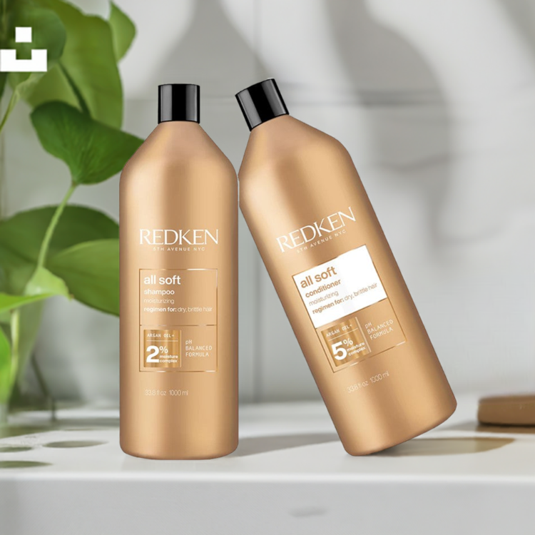 Redken All Soft Shampoo and Conditioner 1 Litre DUO for Dry, Brittle Hair in need of Moisture - On Line Hair Depot
