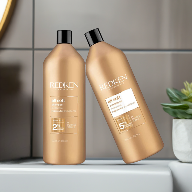 Redken All Soft Shampoo and Conditioner 1 Litre DUO for Dry, Brittle Hair in need of Moisture - On Line Hair Depot