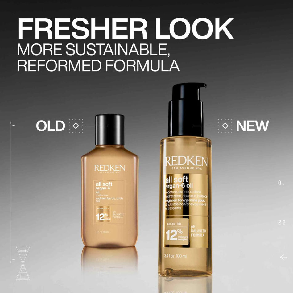 Redken All Soft Argan‑6 Oil is a lightweight, multi‑use leave‑in oil designed to soften, smooth and add shine to dry or brittle hair. Ideal for Australian conditions—where heat styling, sun exposure and dryness can impact hair health—this nourishing oil improves manageability, controls frizz and restores silky softness without weighing hair down.