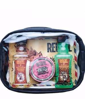 REUZEL Travel Bag 1 x Daily Shampoo 1xScrub Shampoo 100ml 1x Pink 35gm Reuzel - On Line Hair Depot