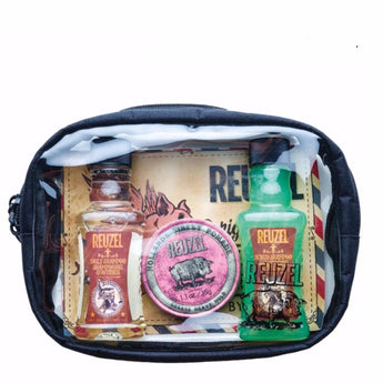 REUZEL Travel Bag 1 x Daily Shampoo 1xScrub Shampoo 100ml 1x Pink 35gm Reuzel - On Line Hair Depot