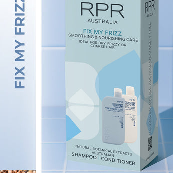  RPR Fix My Frizz . Your new go-to shampoo & conditioner set that smooths, softens, and shines even the most rebellious strands.
Infused with nourishing botanicals, this powerful pair stands up to heat, humidity, and hair havoc – so every day is a good hair day.